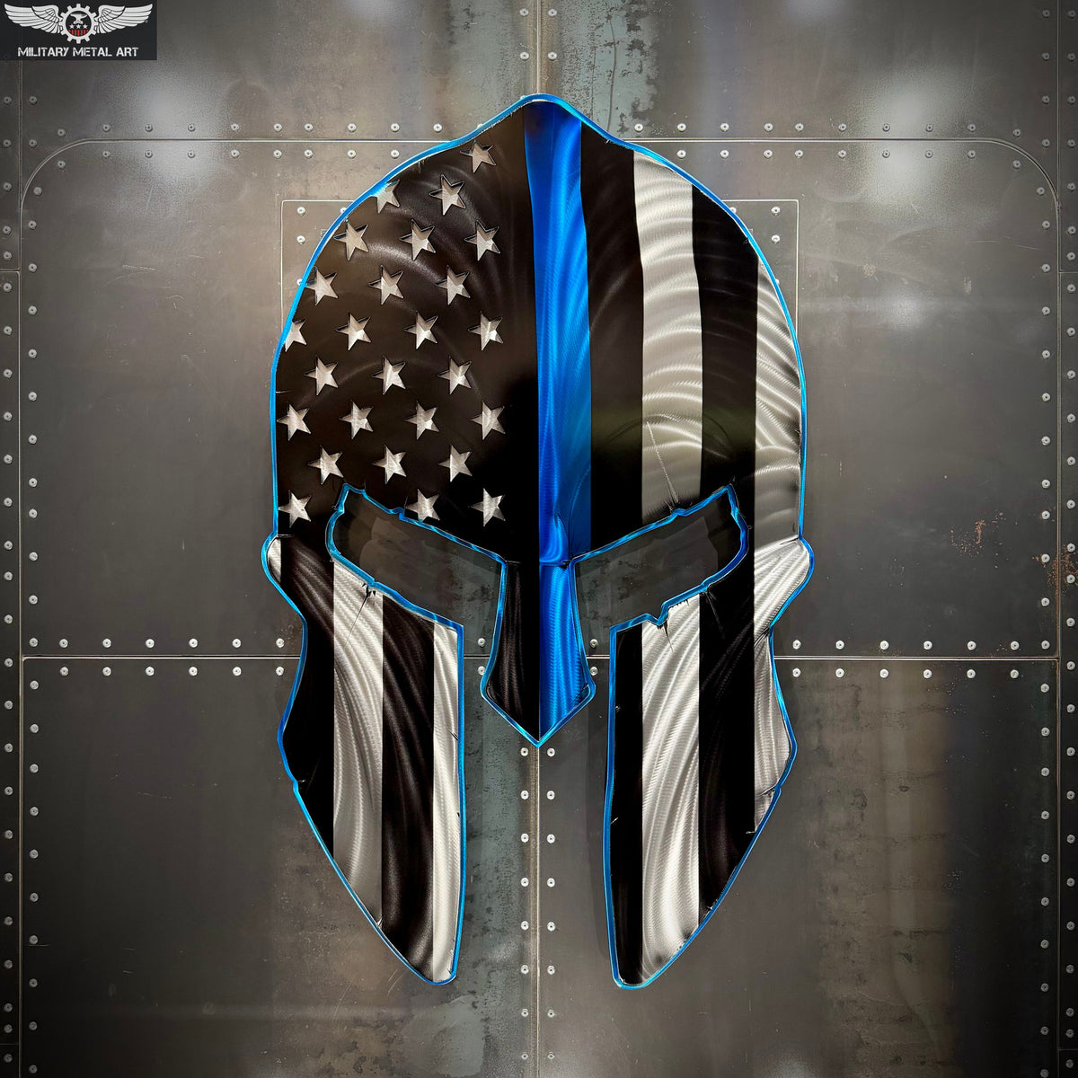 blue line motorcycle helmet Thin Blue Line Spartan Helmet (Peacekeeper)